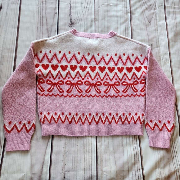 NWT Paris Hilton Pullover Crewneck Sweater Pink Hearts Bows | Women's Size L - Picture 7 of 9
